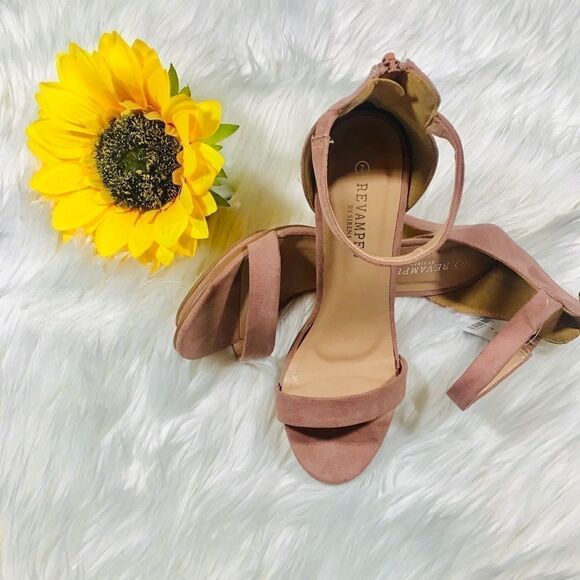 Revamped Suede Style Light Pink High Heels - Picture 1 of 4